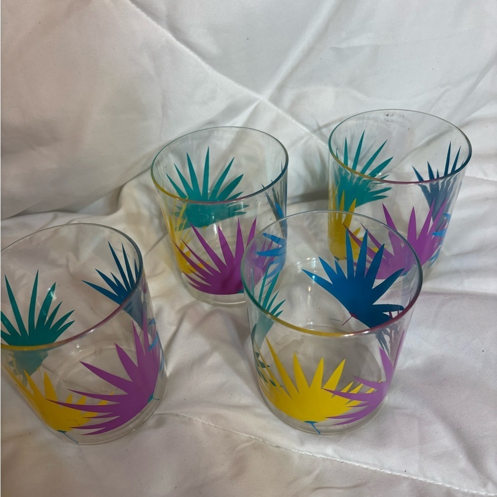 Colorful Tropical set of 4 plastic tumblers